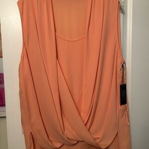 Vince Camuto Peach Sleeveless Drape Top